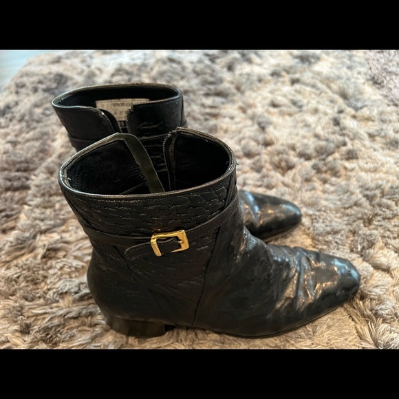 Men’s MAURI Black Hand Made OSTRICH Side Zip Boots Size 8.5 Made In Italy main image 7